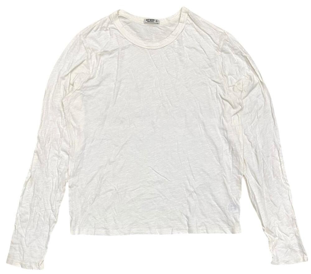 Buck Mason Women's Slub Cotton Crew Slim Fit Long Sleeve Top Tee in Cream